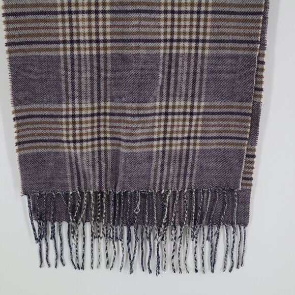 Cashmere Feel Plaid Scarf Gray Professor Academia Warm Collegiate Soft Scholar - Picture 3 of 10